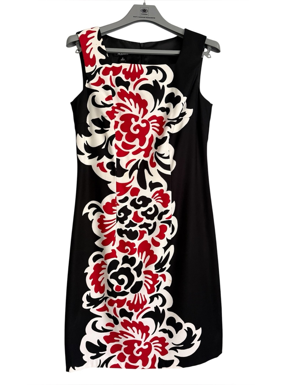 Classy Sleeveless Black Dress with Red & White Floral Panel size 6